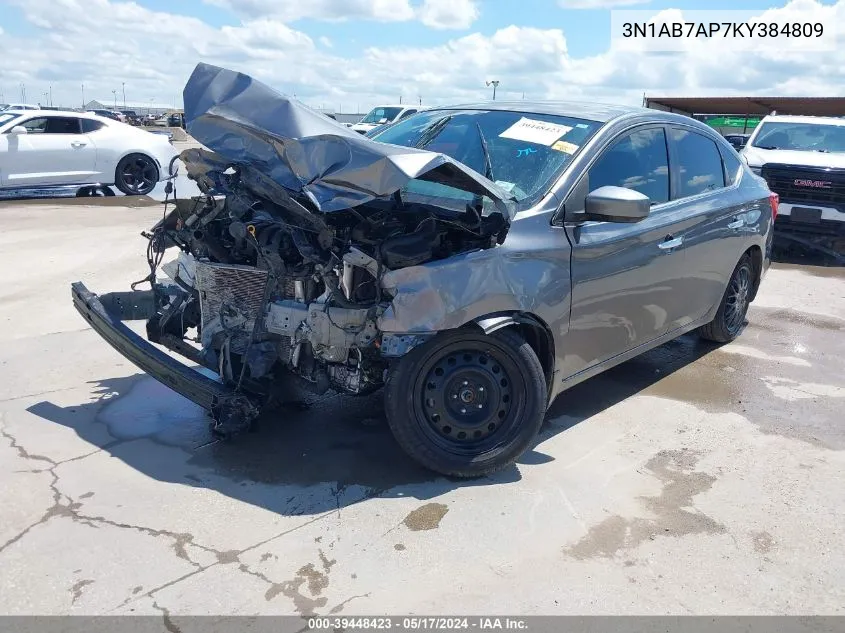 2019 Nissan Sentra S VIN: 3N1AB7AP7KY384809 Lot: 39448423