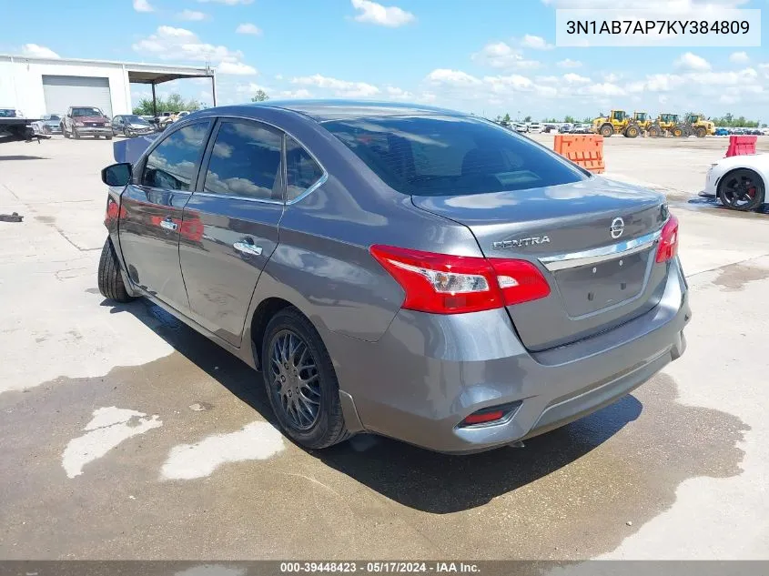 2019 Nissan Sentra S VIN: 3N1AB7AP7KY384809 Lot: 39448423