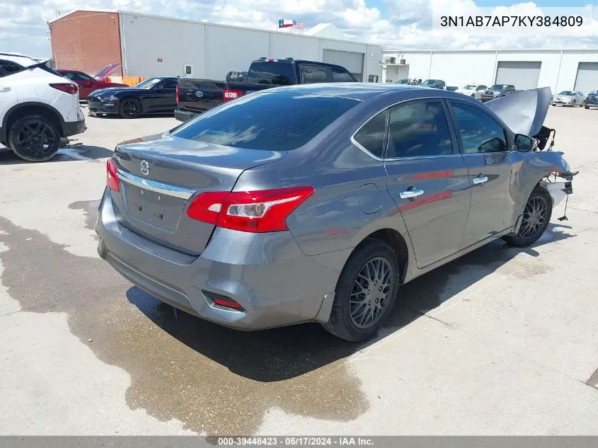 2019 Nissan Sentra S VIN: 3N1AB7AP7KY384809 Lot: 39448423