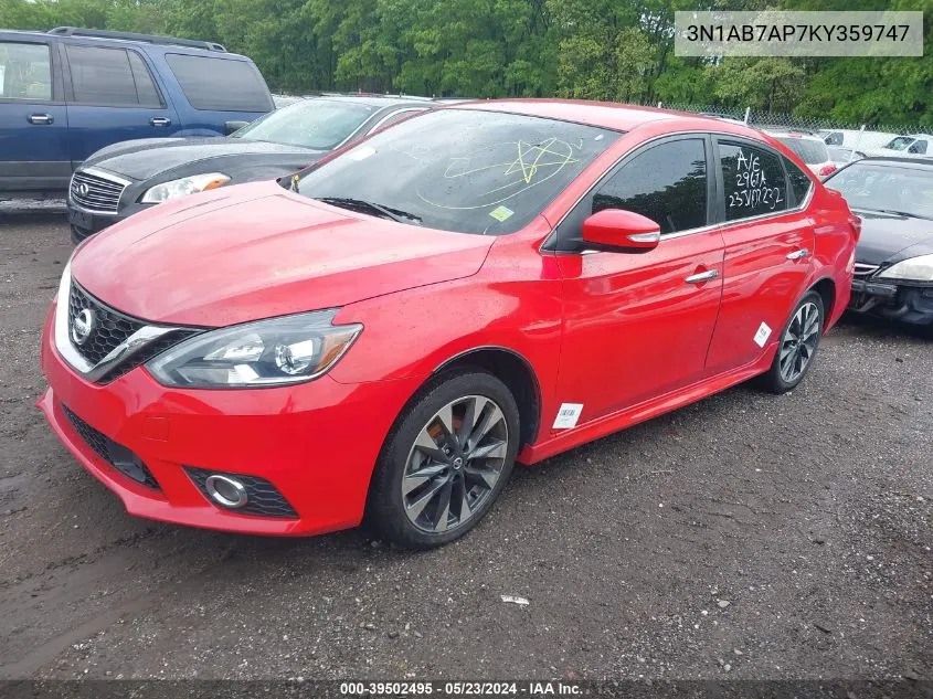 2019 Nissan Sentra Sr VIN: 3N1AB7AP7KY359747 Lot: 39502495