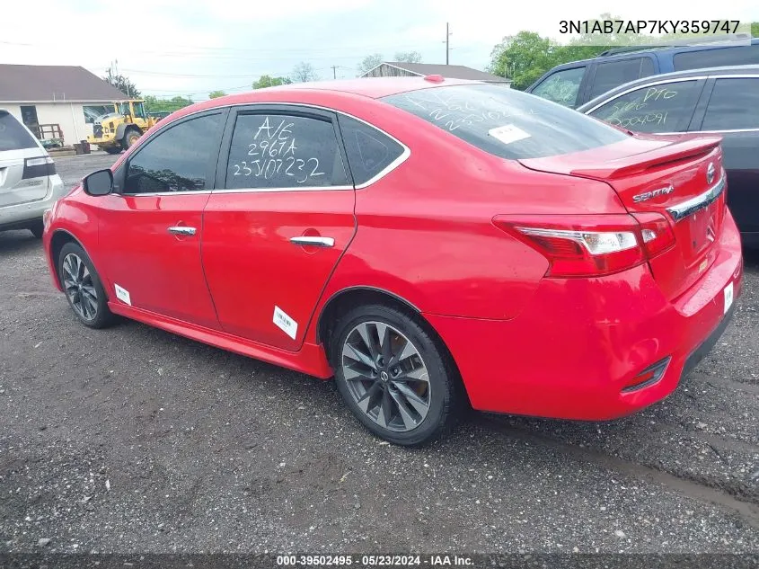 2019 Nissan Sentra Sr VIN: 3N1AB7AP7KY359747 Lot: 39502495