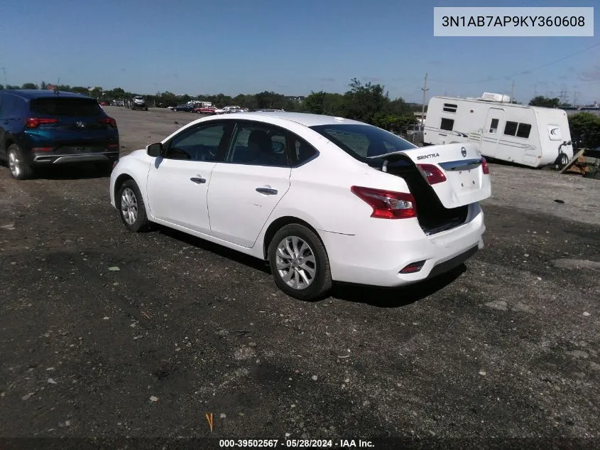 2019 Nissan Sentra Sv VIN: 3N1AB7AP9KY360608 Lot: 39502567