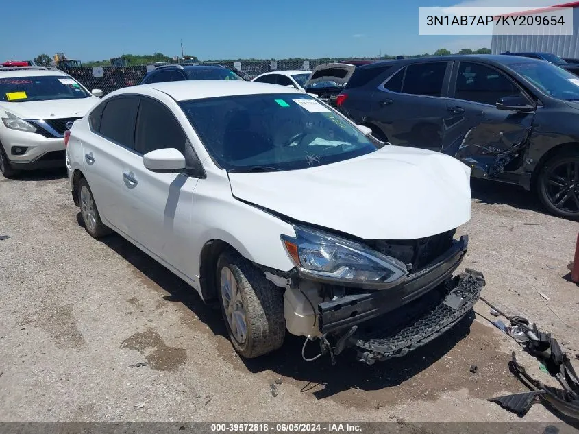 2019 Nissan Sentra S VIN: 3N1AB7AP7KY209654 Lot: 39572818