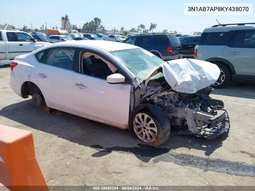 2019 Nissan Sentra Sv VIN: 3N1AB7AP8KY438070 Lot: 39580294