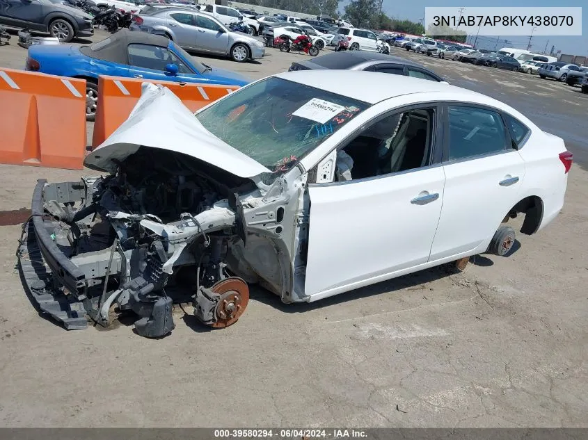 2019 Nissan Sentra Sv VIN: 3N1AB7AP8KY438070 Lot: 39580294