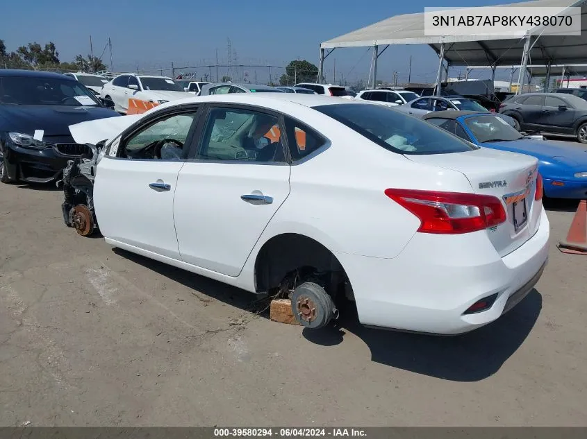 3N1AB7AP8KY438070 2019 Nissan Sentra Sv