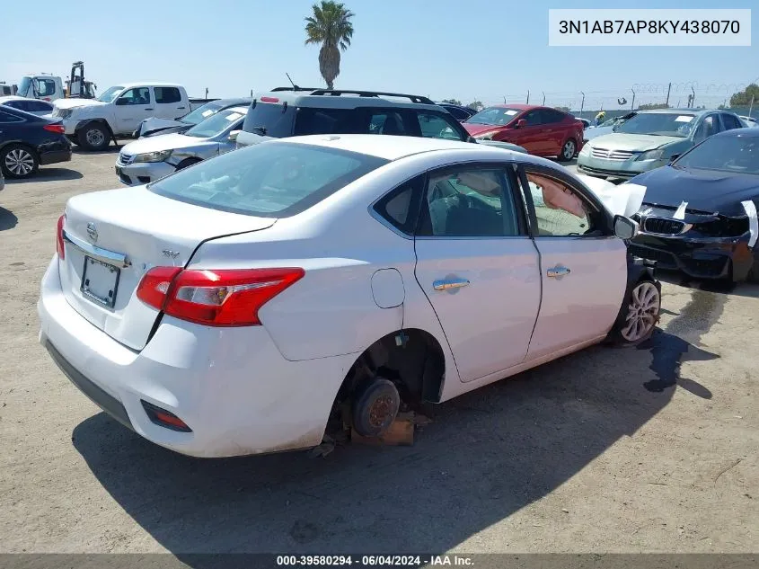 2019 Nissan Sentra Sv VIN: 3N1AB7AP8KY438070 Lot: 39580294