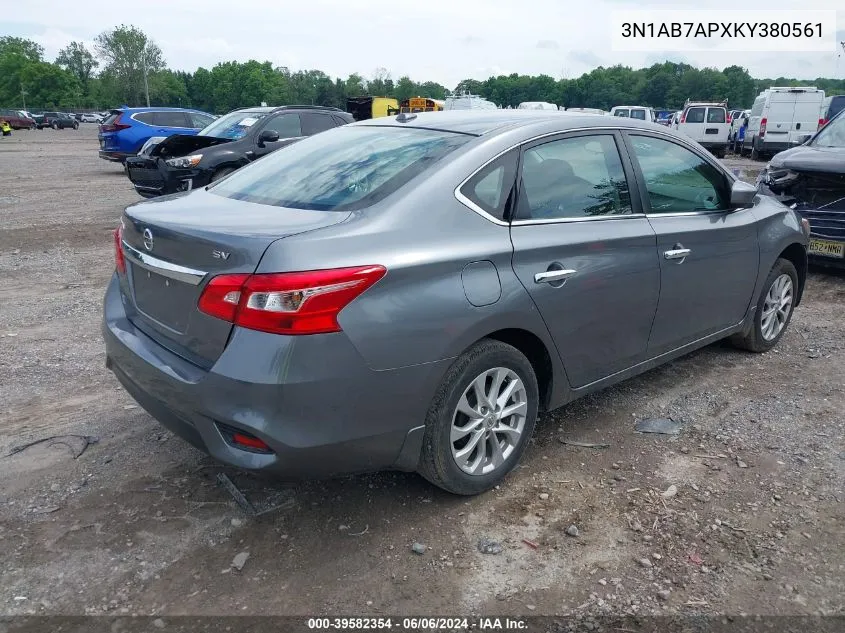 2019 Nissan Sentra Sv VIN: 3N1AB7APXKY380561 Lot: 39582354