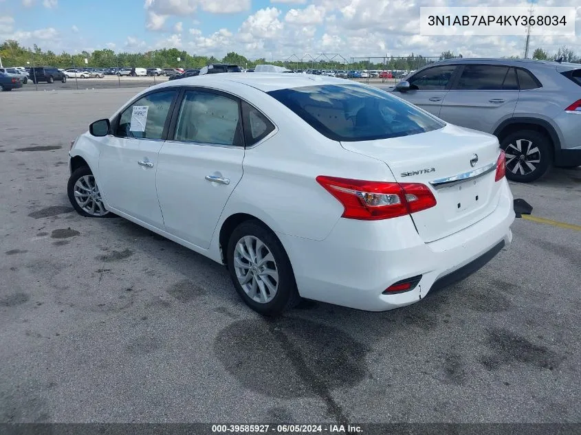 3N1AB7AP4KY368034 2019 Nissan Sentra Sv