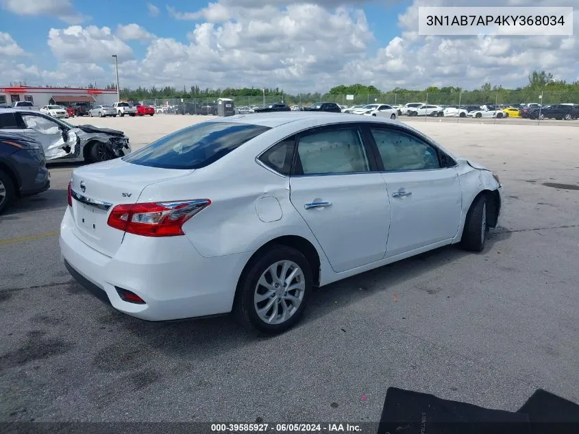 2019 Nissan Sentra Sv VIN: 3N1AB7AP4KY368034 Lot: 39585927