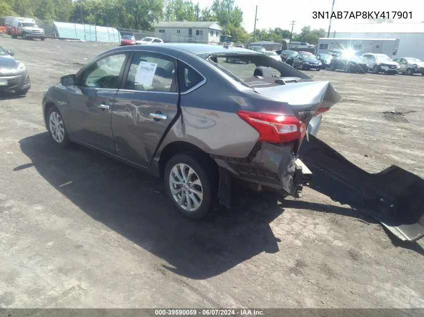 2019 Nissan Sentra Sv VIN: 3N1AB7AP8KY417901 Lot: 39590059