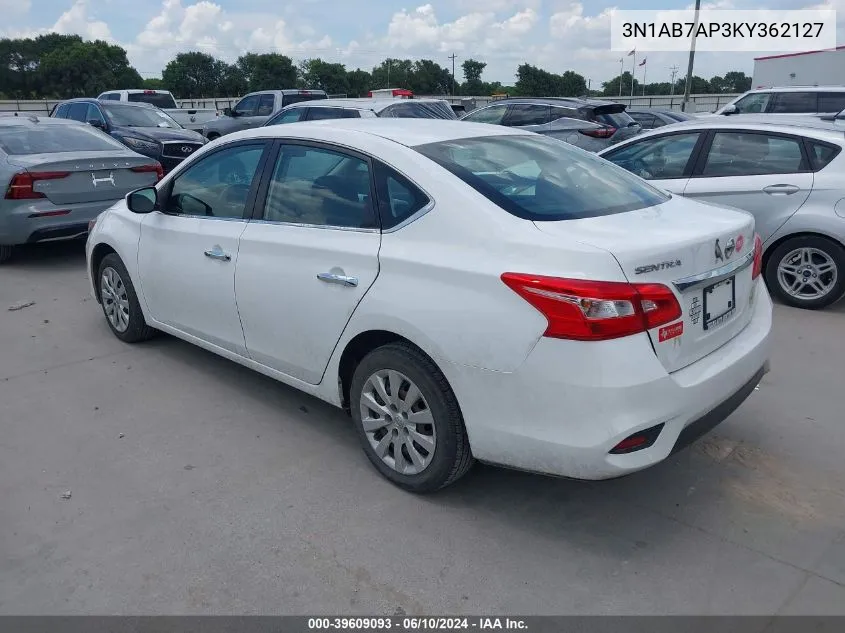 2019 Nissan Sentra S VIN: 3N1AB7AP3KY362127 Lot: 39609093