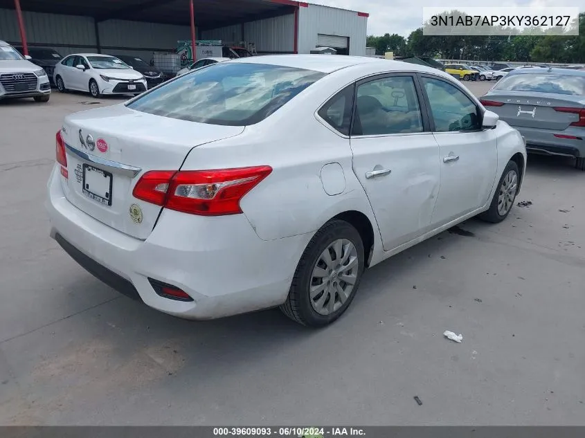 2019 Nissan Sentra S VIN: 3N1AB7AP3KY362127 Lot: 39609093