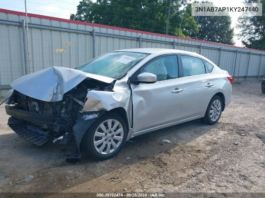 2019 Nissan Sentra S VIN: 3N1AB7AP1KY247140 Lot: 39702474