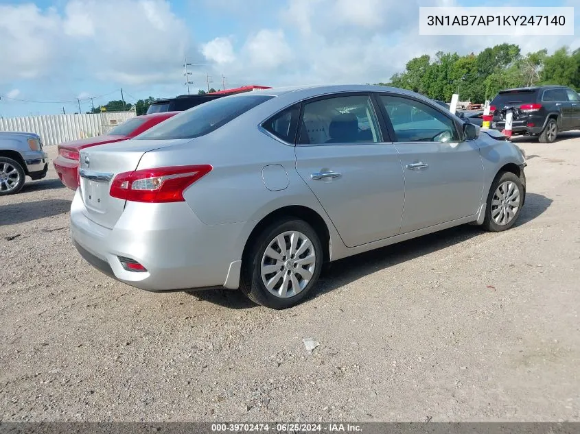 2019 Nissan Sentra S VIN: 3N1AB7AP1KY247140 Lot: 39702474