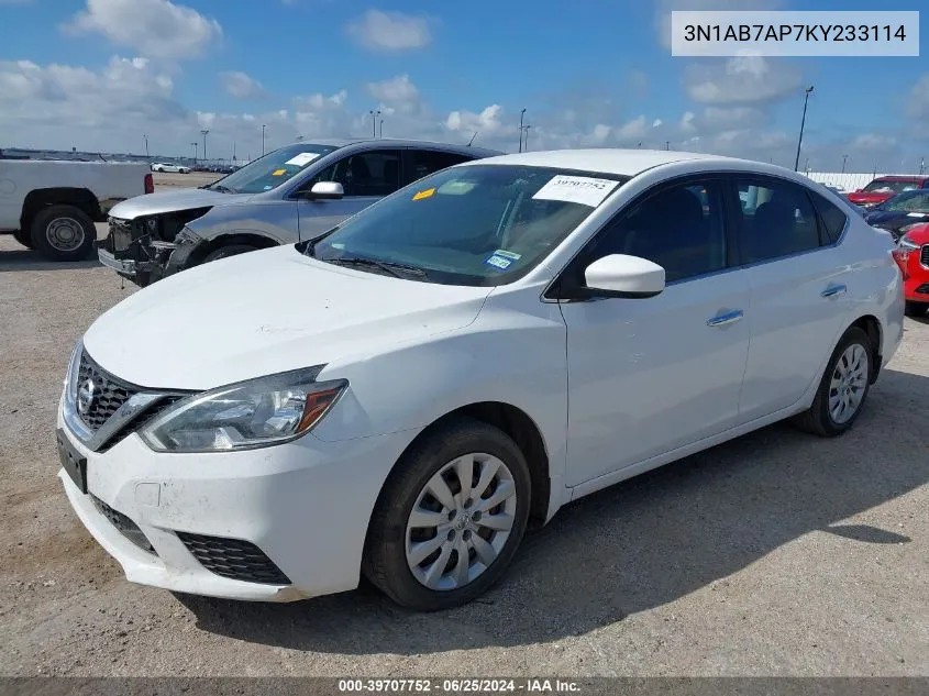 3N1AB7AP7KY233114 2019 Nissan Sentra S