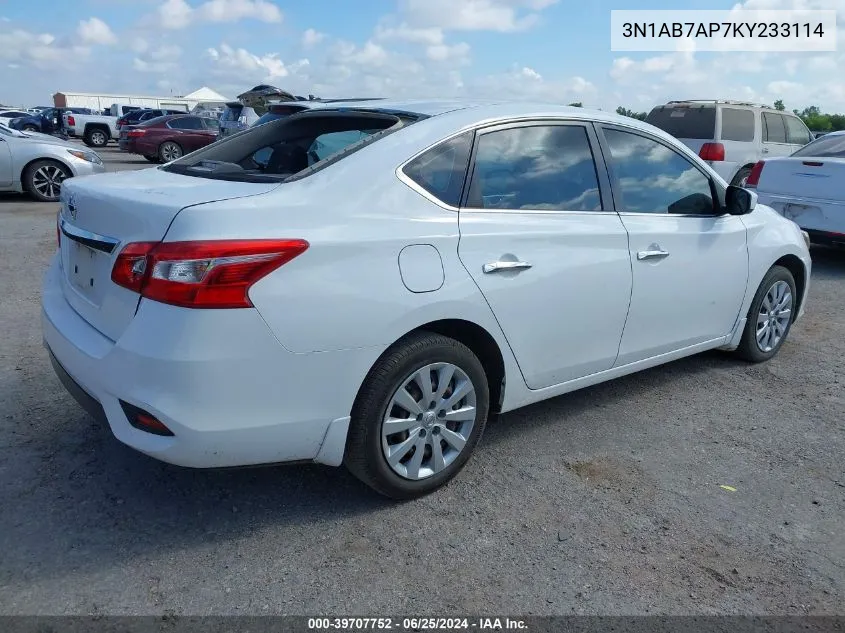 3N1AB7AP7KY233114 2019 Nissan Sentra S