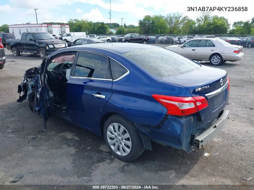 2019 Nissan Sentra S VIN: 3N1AB7AP4KY236858 Lot: 39722203