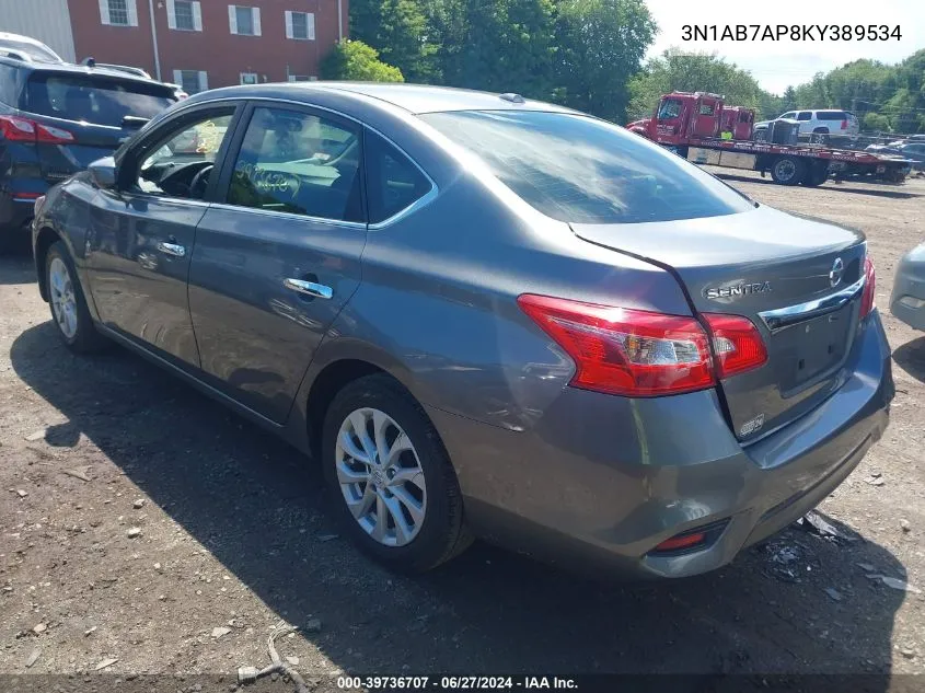 2019 Nissan Sentra Sv VIN: 3N1AB7AP8KY389534 Lot: 39736707