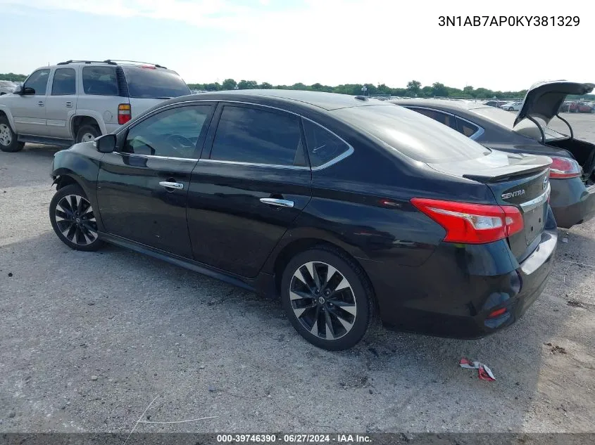 2019 Nissan Sentra Sr VIN: 3N1AB7AP0KY381329 Lot: 39746390