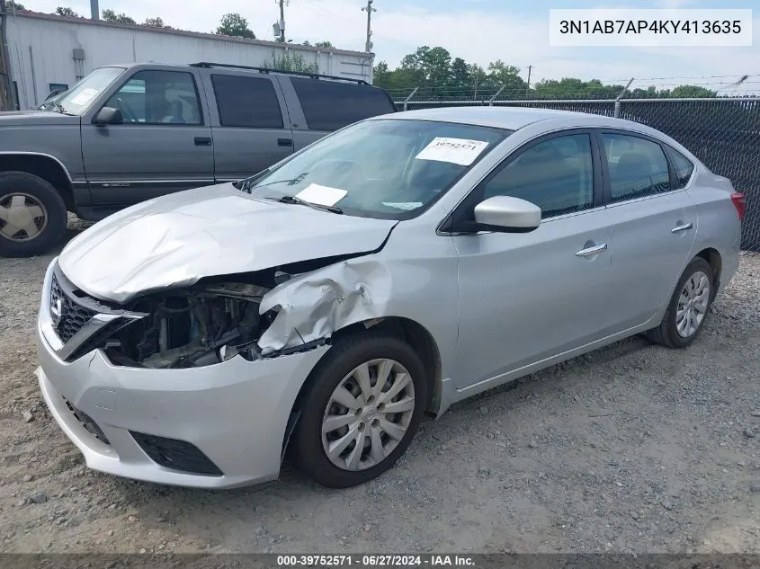 2019 Nissan Sentra S VIN: 3N1AB7AP4KY413635 Lot: 39752571