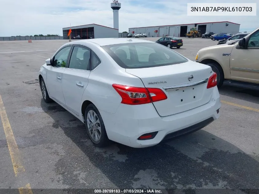 2019 Nissan Sentra Sv VIN: 3N1AB7AP9KL610703 Lot: 39759183