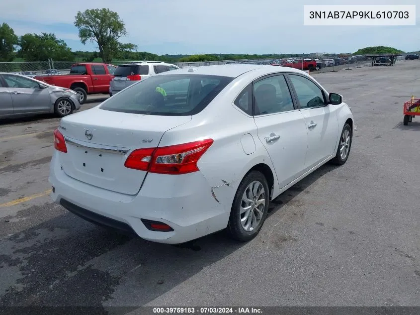 2019 Nissan Sentra Sv VIN: 3N1AB7AP9KL610703 Lot: 39759183