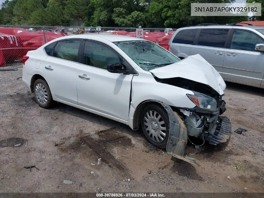 2019 Nissan Sentra S VIN: 3N1AB7AP0KY329182 Lot: 39786926