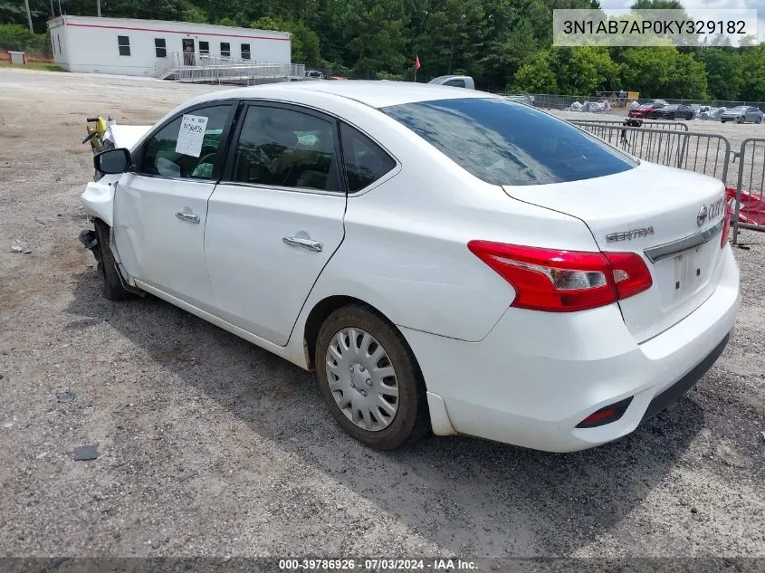 2019 Nissan Sentra S VIN: 3N1AB7AP0KY329182 Lot: 39786926