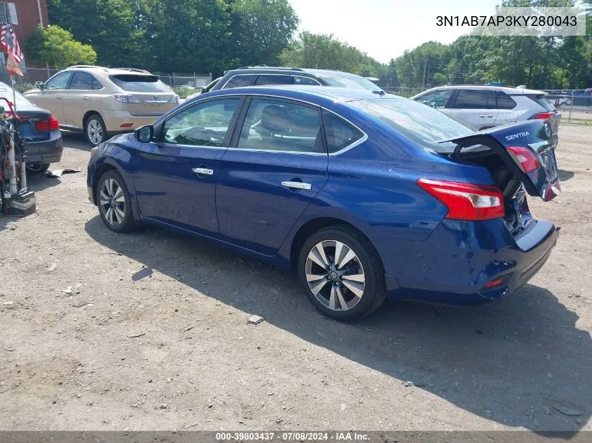 2019 Nissan Sentra Sv VIN: 3N1AB7AP3KY280043 Lot: 39803437