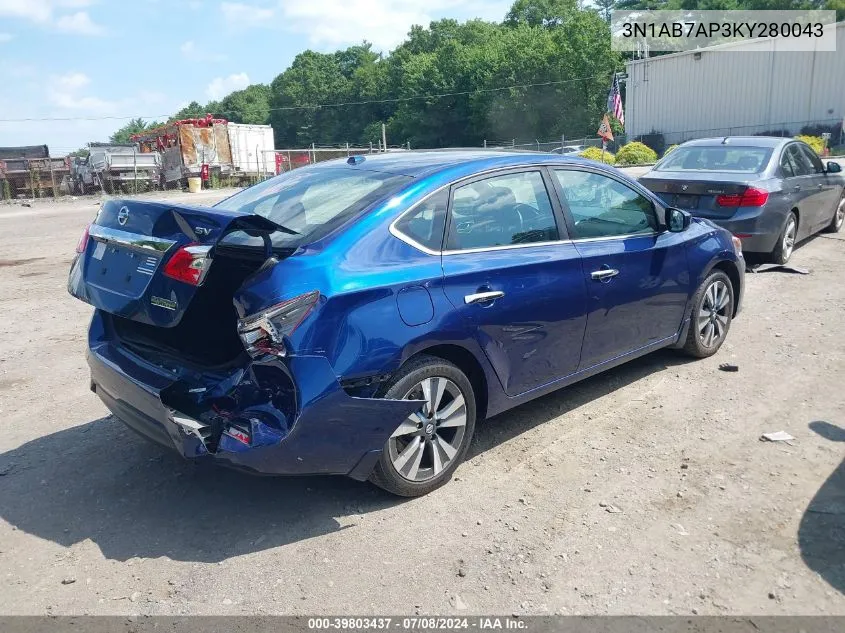 2019 Nissan Sentra Sv VIN: 3N1AB7AP3KY280043 Lot: 39803437