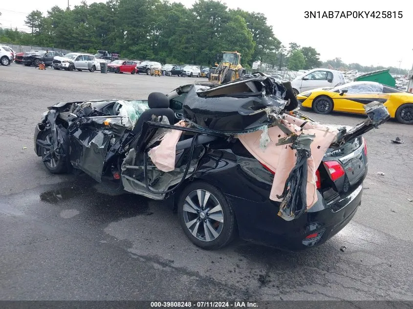 3N1AB7AP0KY425815 2019 Nissan Sentra Sv