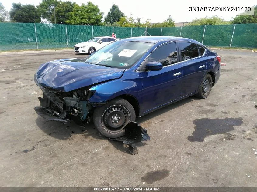 2019 Nissan Sentra S VIN: 3N1AB7APXKY241420 Lot: 39815717