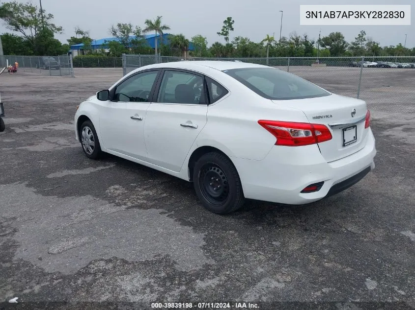 2019 Nissan Sentra S VIN: 3N1AB7AP3KY282830 Lot: 39839198