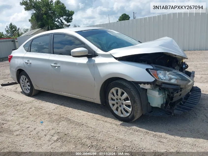 2019 Nissan Sentra S VIN: 3N1AB7APXKY267094 Lot: 39840299