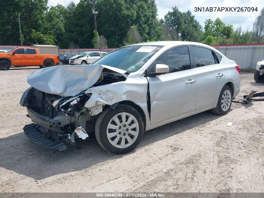 2019 Nissan Sentra S VIN: 3N1AB7APXKY267094 Lot: 39840299