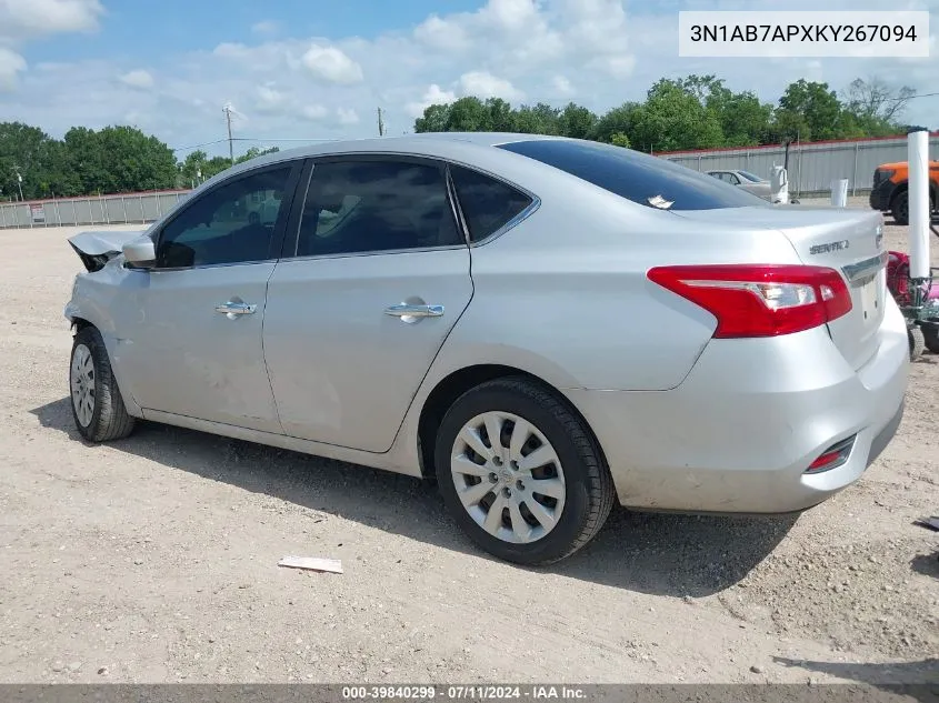 3N1AB7APXKY267094 2019 Nissan Sentra S