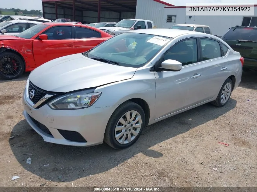 2019 Nissan Sentra S VIN: 3N1AB7AP7KY354922 Lot: 39843510