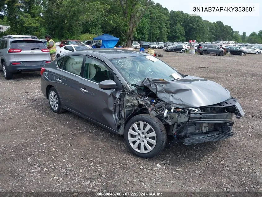 2019 Nissan Sentra S VIN: 3N1AB7AP4KY353601 Lot: 39845700