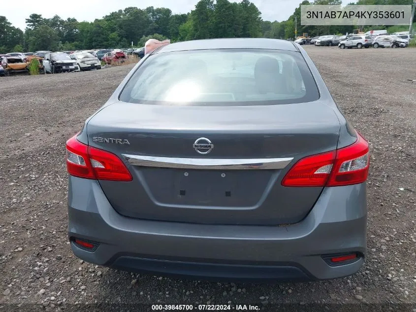 2019 Nissan Sentra S VIN: 3N1AB7AP4KY353601 Lot: 39845700