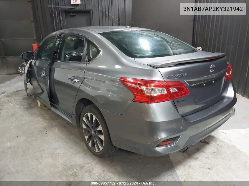 3N1AB7AP2KY321942 2019 Nissan Sentra Sr