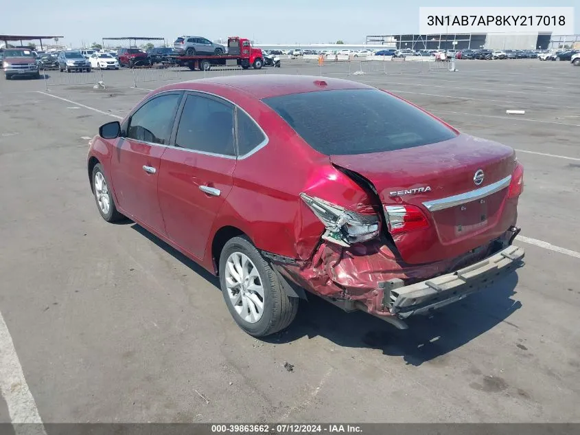 2019 Nissan Sentra Sv VIN: 3N1AB7AP8KY217018 Lot: 39863662