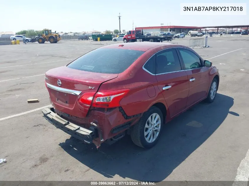 2019 Nissan Sentra Sv VIN: 3N1AB7AP8KY217018 Lot: 39863662