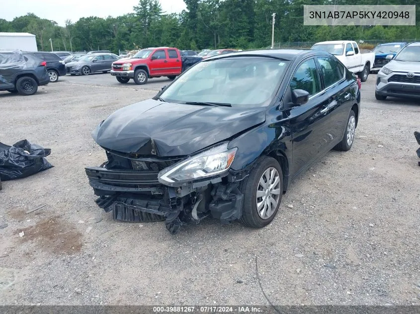 2019 Nissan Sentra S VIN: 3N1AB7AP5KY420948 Lot: 39881267