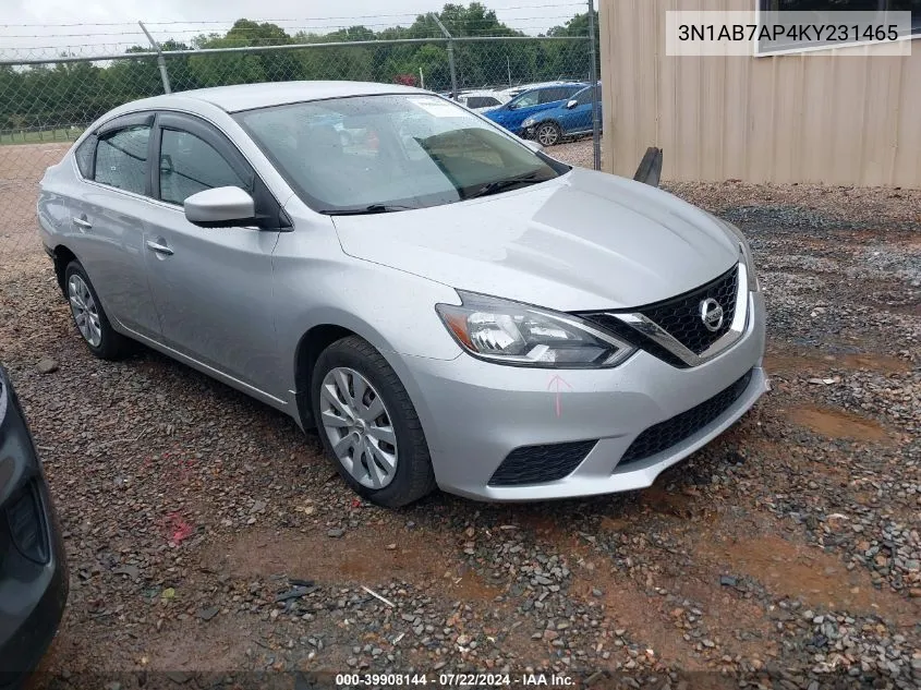 2019 Nissan Sentra S VIN: 3N1AB7AP4KY231465 Lot: 39908144