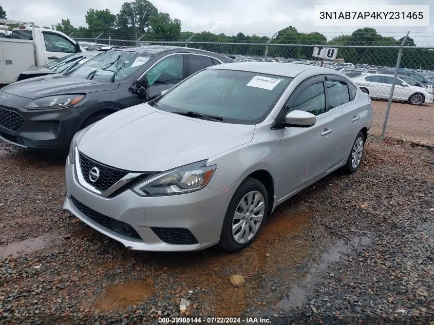 2019 Nissan Sentra S VIN: 3N1AB7AP4KY231465 Lot: 39908144