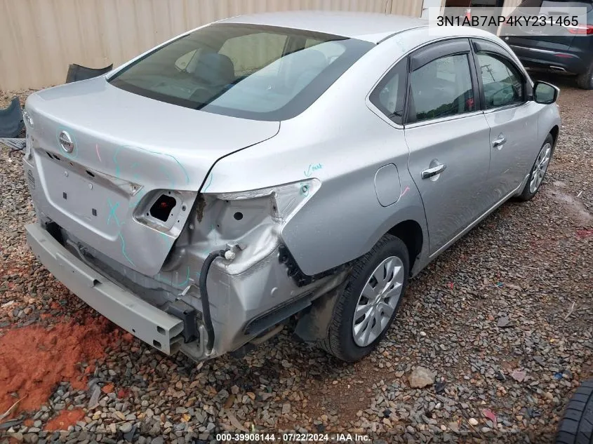 2019 Nissan Sentra S VIN: 3N1AB7AP4KY231465 Lot: 39908144