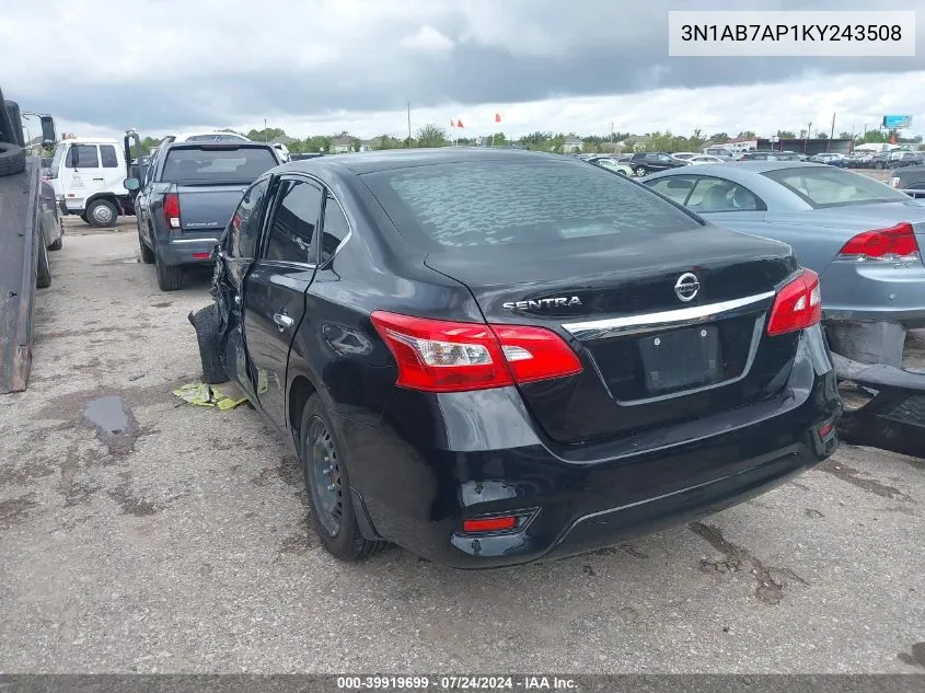 3N1AB7AP1KY243508 2019 Nissan Sentra S