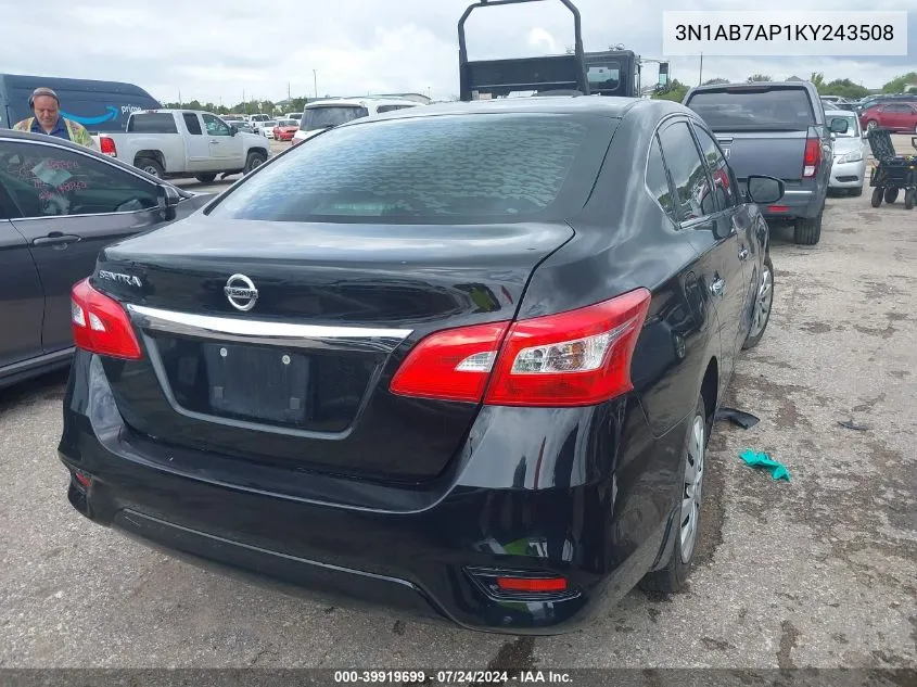 3N1AB7AP1KY243508 2019 Nissan Sentra S