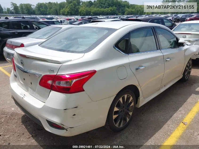 2019 Nissan Sentra Sr VIN: 3N1AB7AP2KY216155 Lot: 39921481